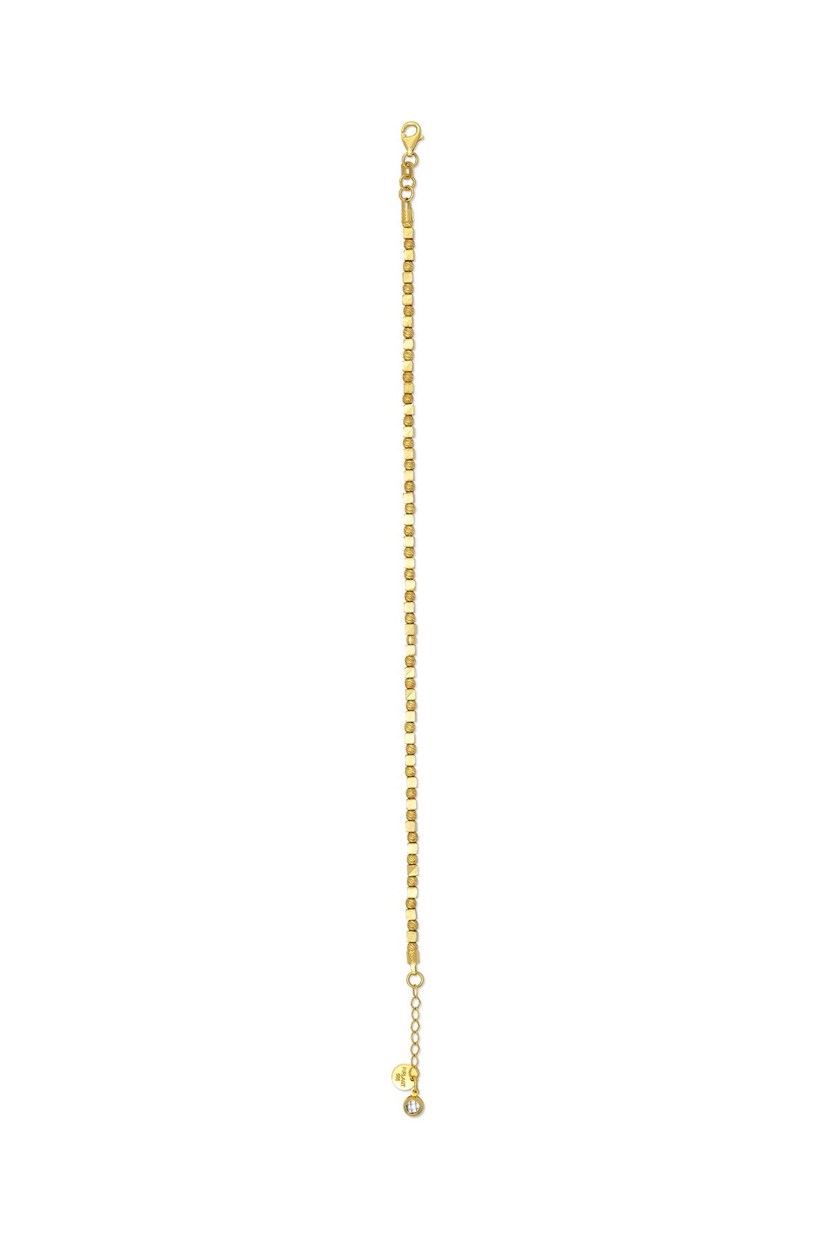 14K Modern Round Square Stone-Set Gold Bracelet