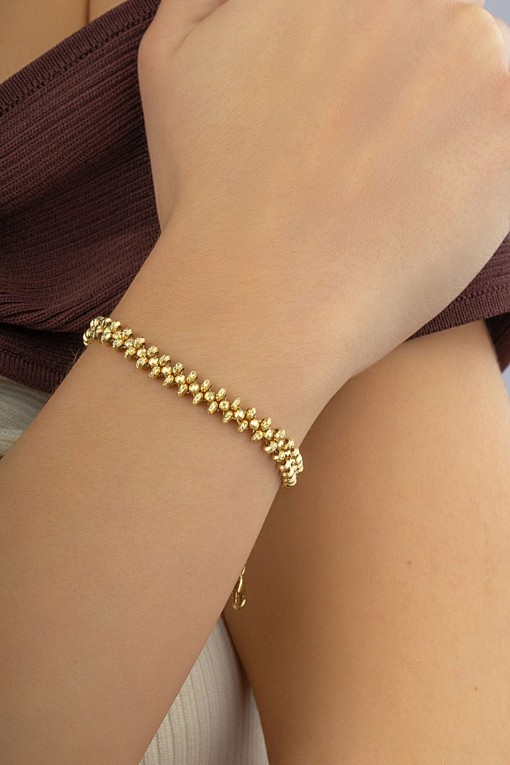 14K Bead Chain Gold Bracelet