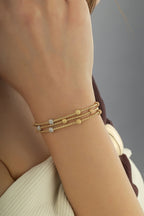 14K Triple Bead Design Gold Bracelet