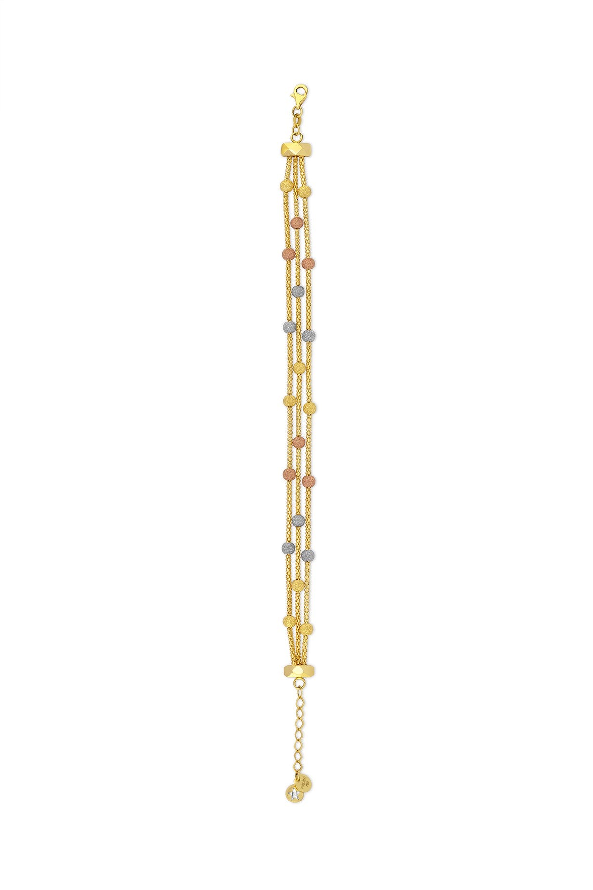 14K Triple Bead Design Gold Bracelet