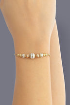 14K Bead Engraved Gold Bracelet