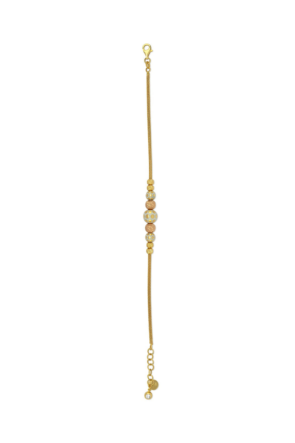 14K Bead Engraved Gold Bracelet