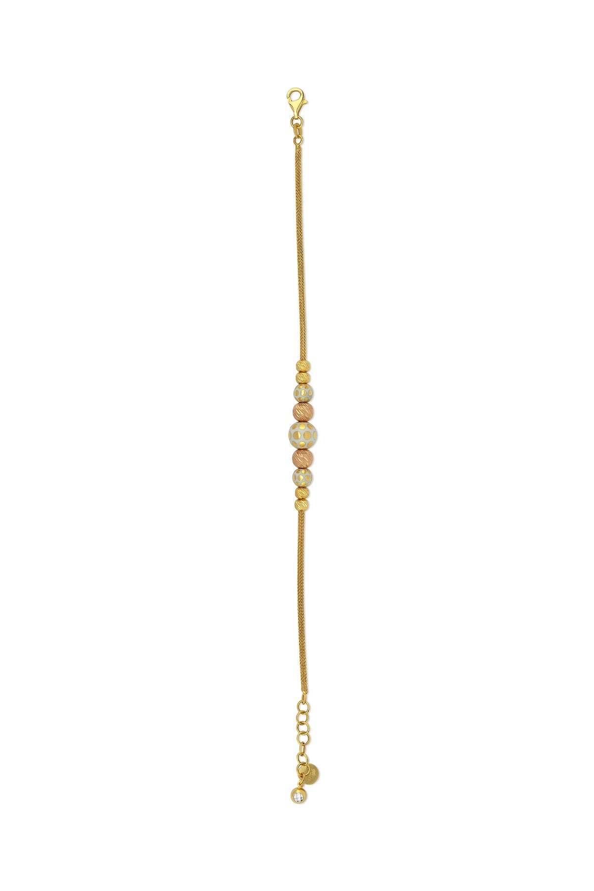 14K Bead Engraved Gold Bracelet
