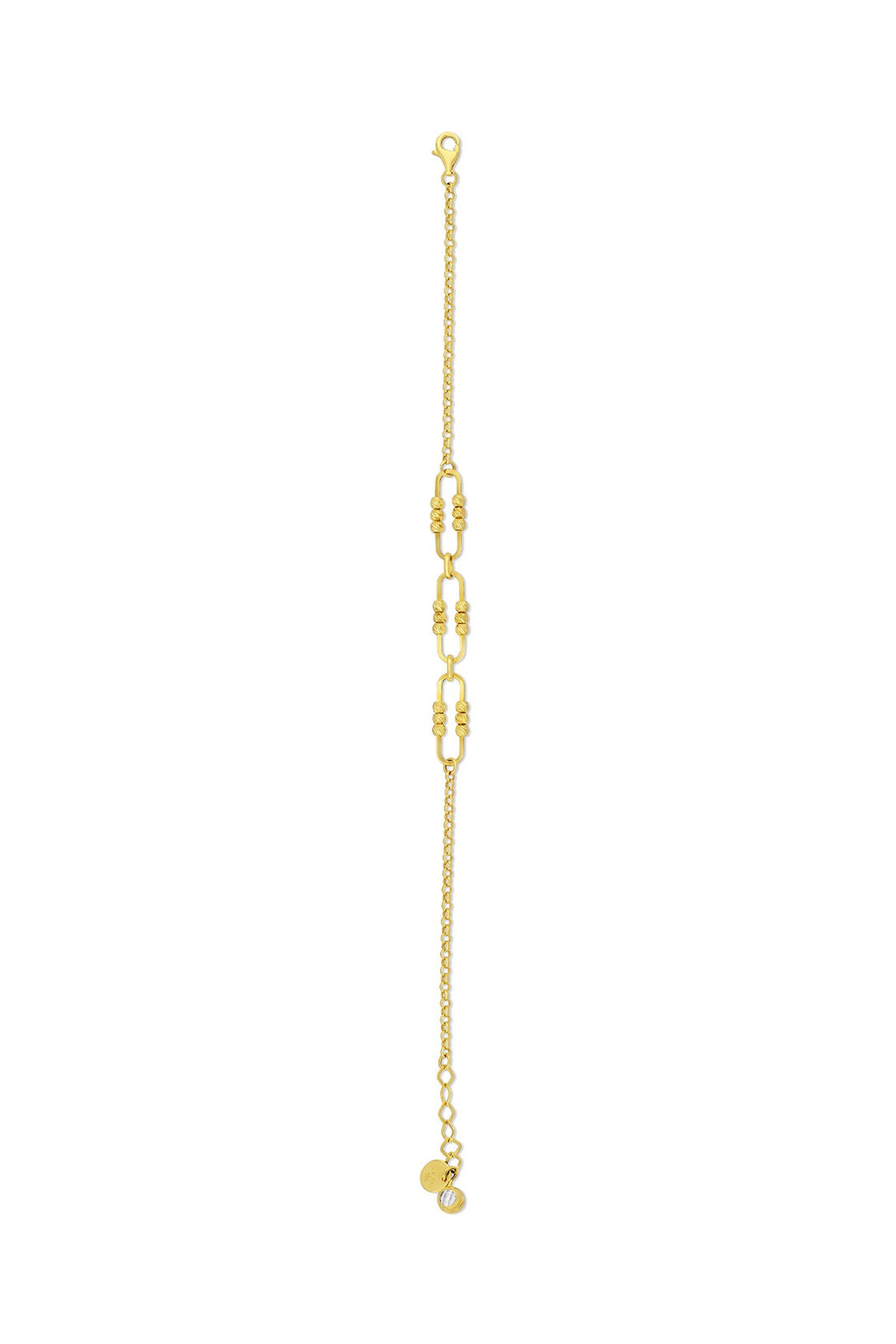 14K Paperclip Beaded Gold Bracelet