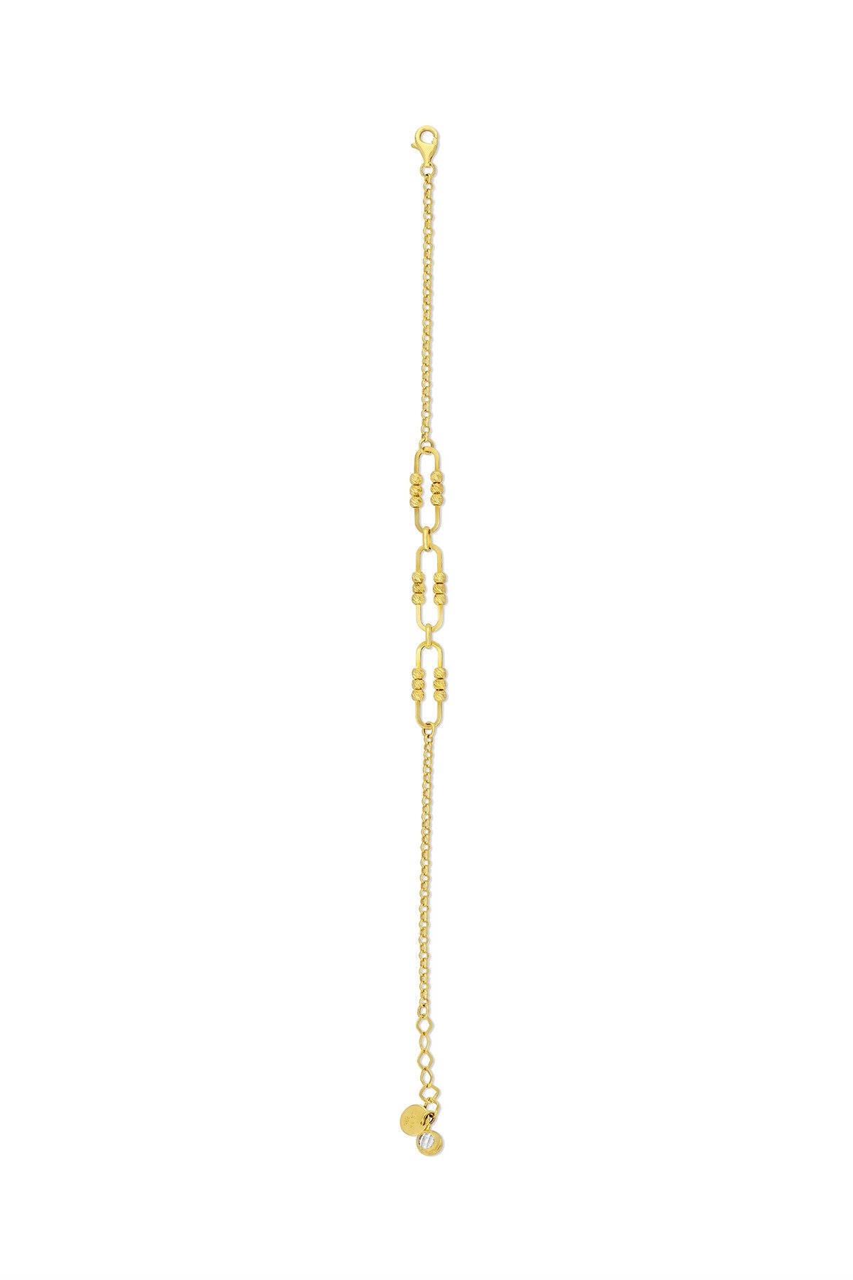 14K Paperclip Beaded Gold Bracelet