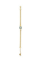 Turquoise Square Stone-Set Elegant Italian 14K Gold Bracelet