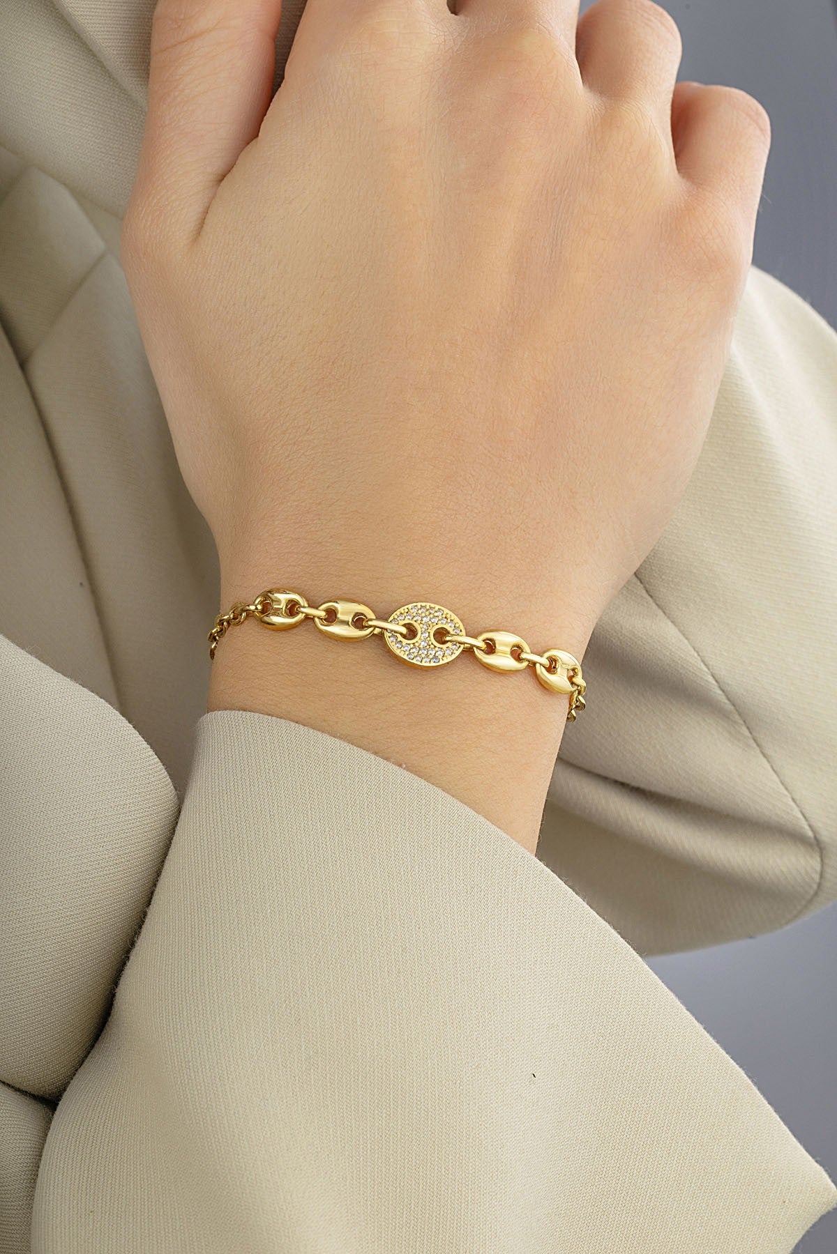 14K Link Chain Gold Bracelet