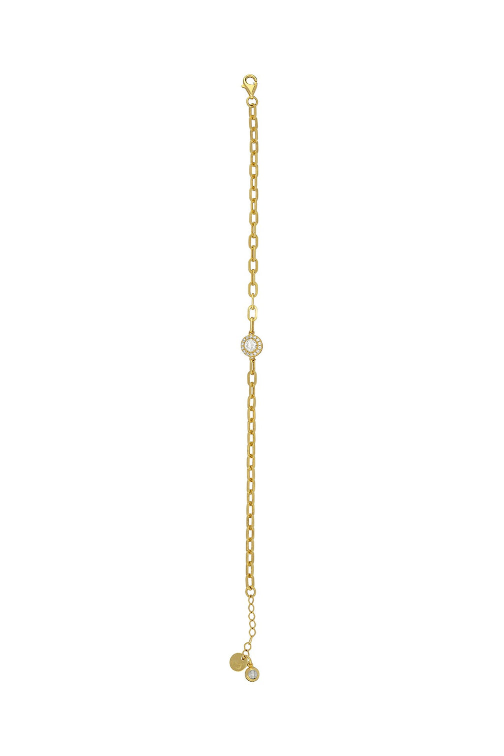 14K Chain Elegant Stone-Set Gold Bracelet