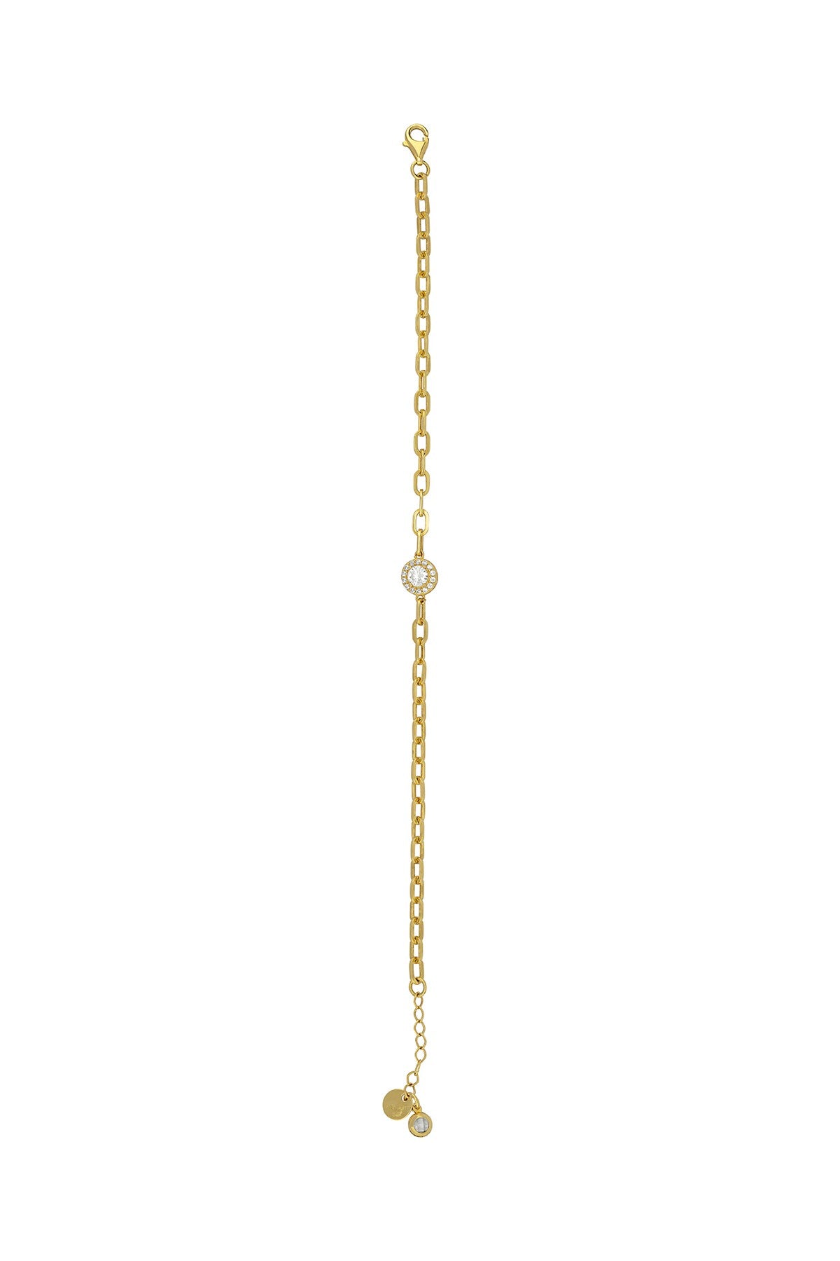 14K Chain Elegant Stone-Set Gold Bracelet