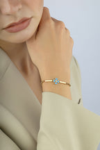 14K Gold Turquoise 4 Leaf Clover Bracelet