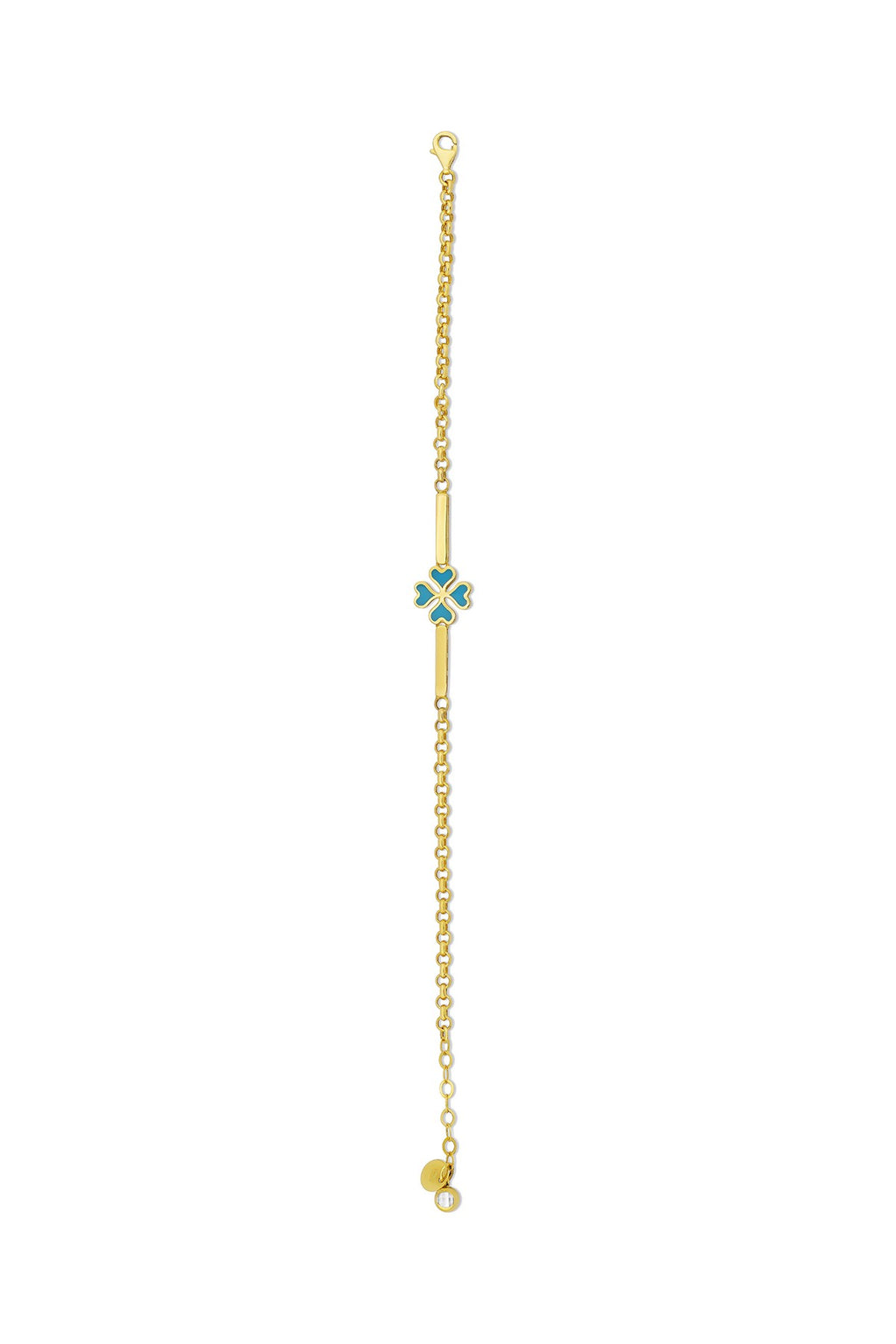14K Gold Turquoise 4 Leaf Clover Bracelet