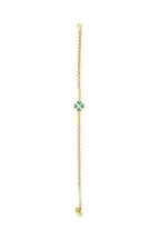 14K Gold Turquoise 4 Leaf Clover Bracelet