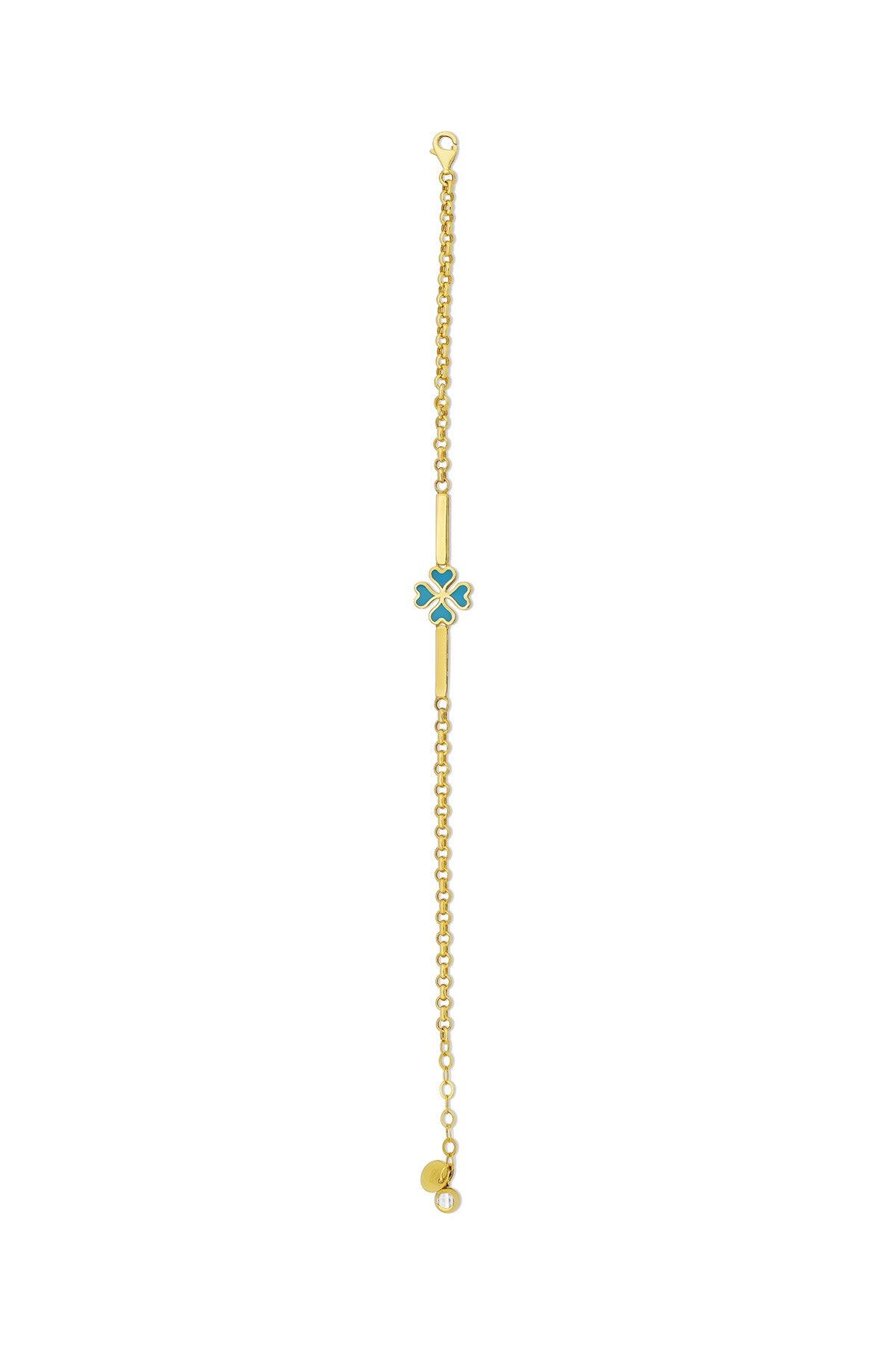 14K Gold Turquoise 4 Leaf Clover Bracelet