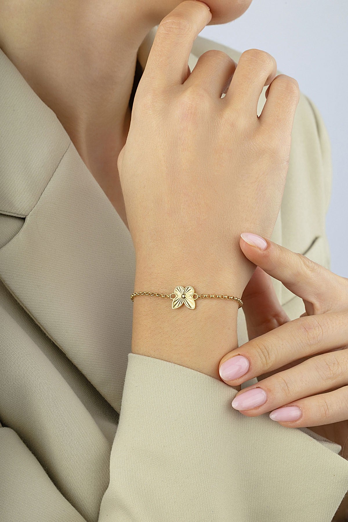 14K Butterfly Gold Bracelet
