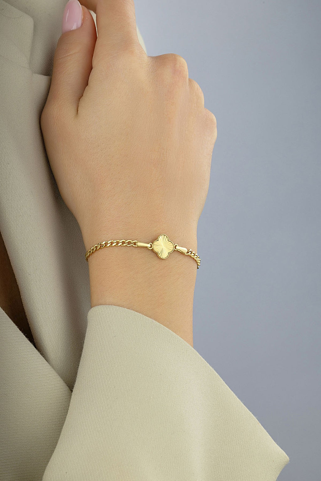 14K Modern Clover Gold Bracelet
