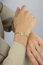 14K Stone-Set Clover Gold Bracelet