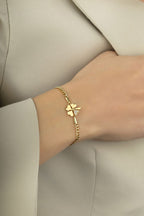 14K Stone-Set Clover Gold Bracelet