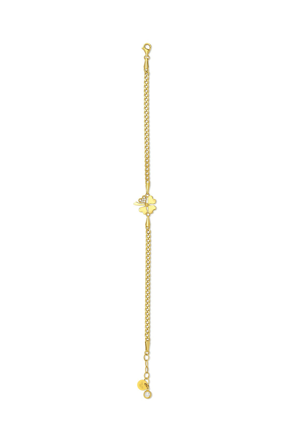 14K Stone-Set Clover Gold Bracelet