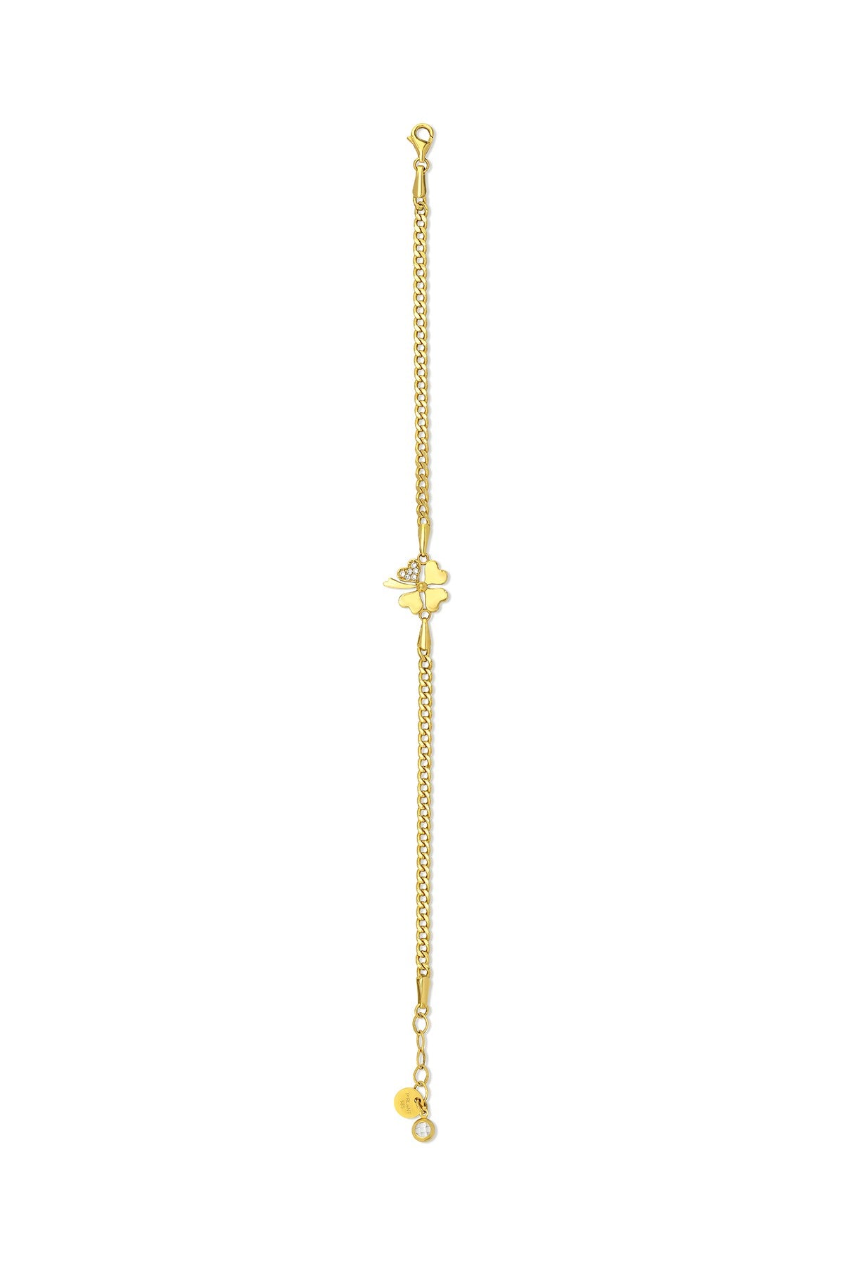 14K Stone-Set Clover Gold Bracelet