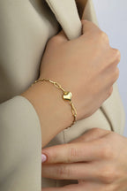 14K Gold Paperclip Heart Bracelet