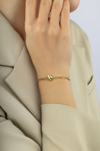 14K Gold Paperclip Heart Bracelet