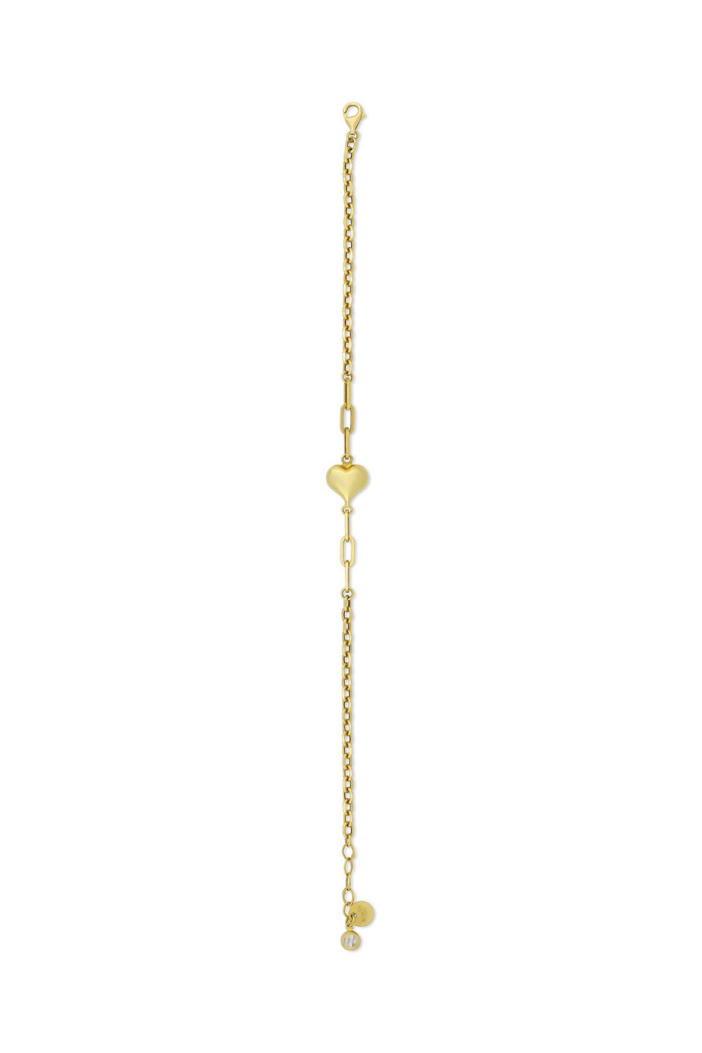 14K Gold Paperclip Heart Bracelet