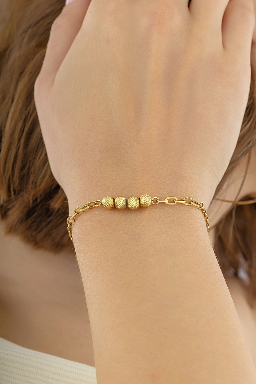 14K Gold 4 Beaded Bracelet