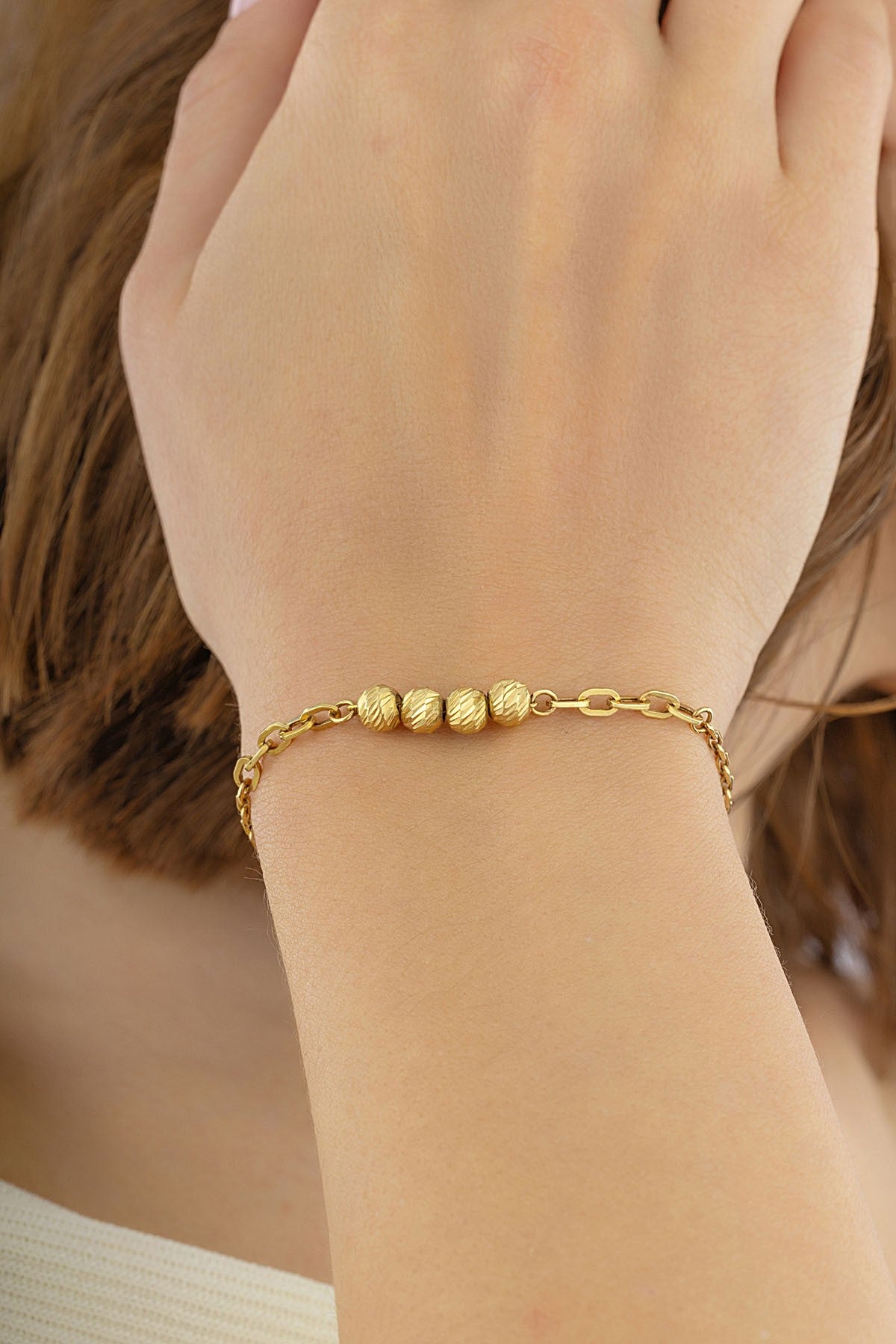 14K Gold 4 Beaded Bracelet