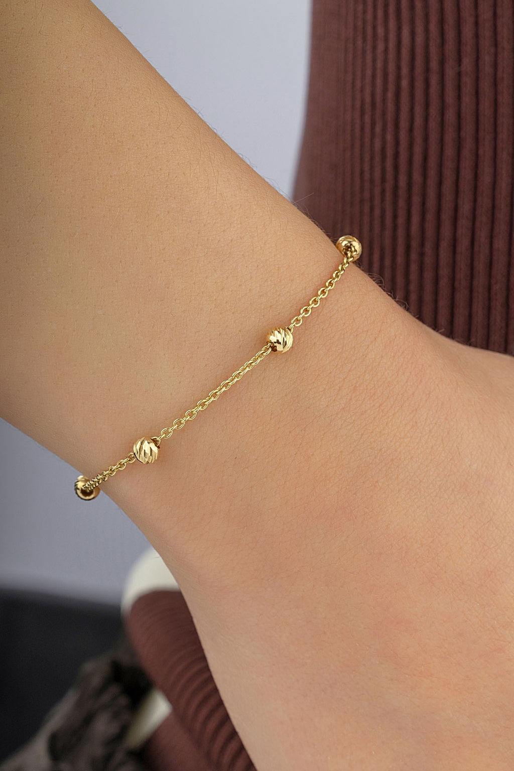 14K Everyday Beaded Gold Bracelet