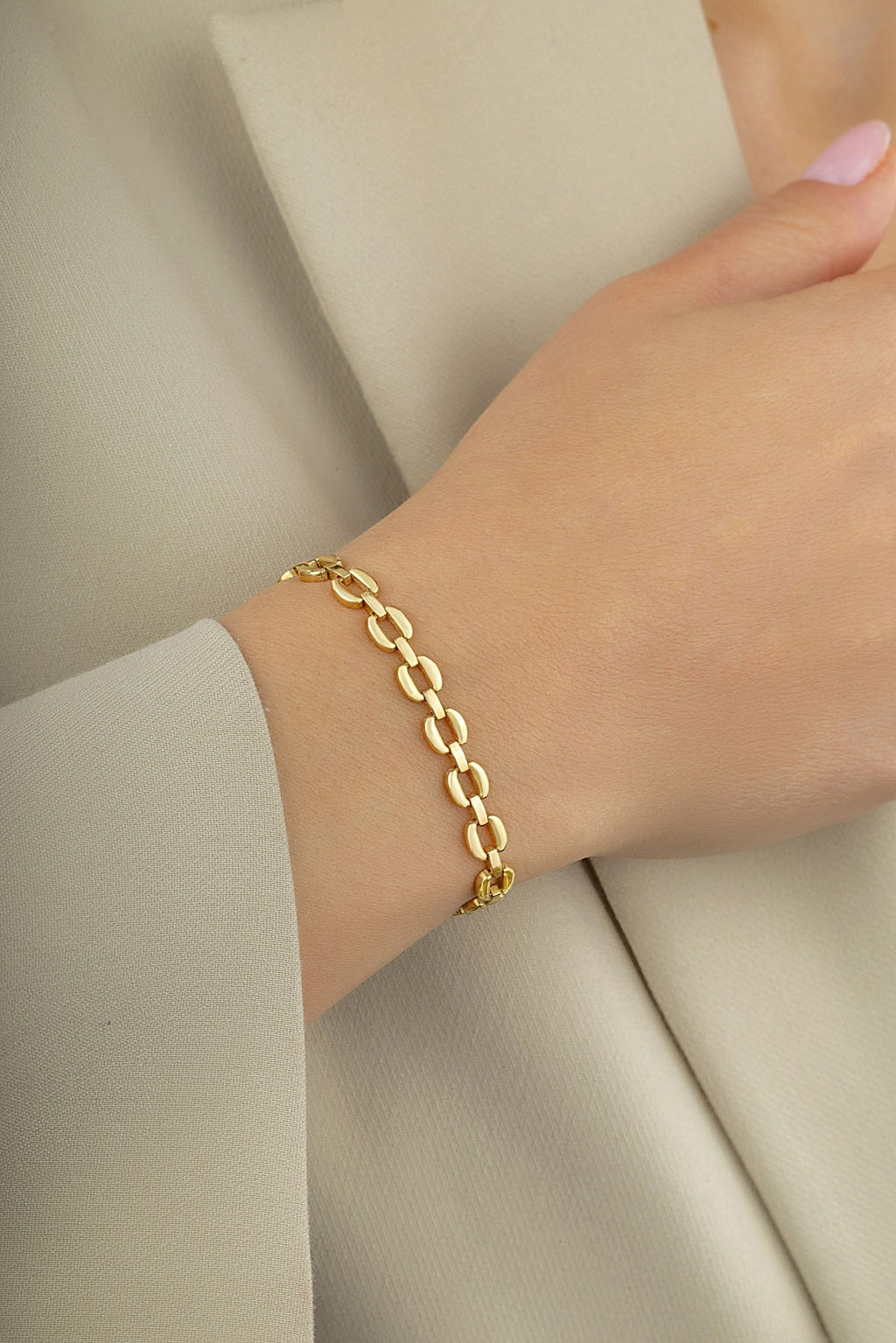 14K Wide Chain Gold Bracelet