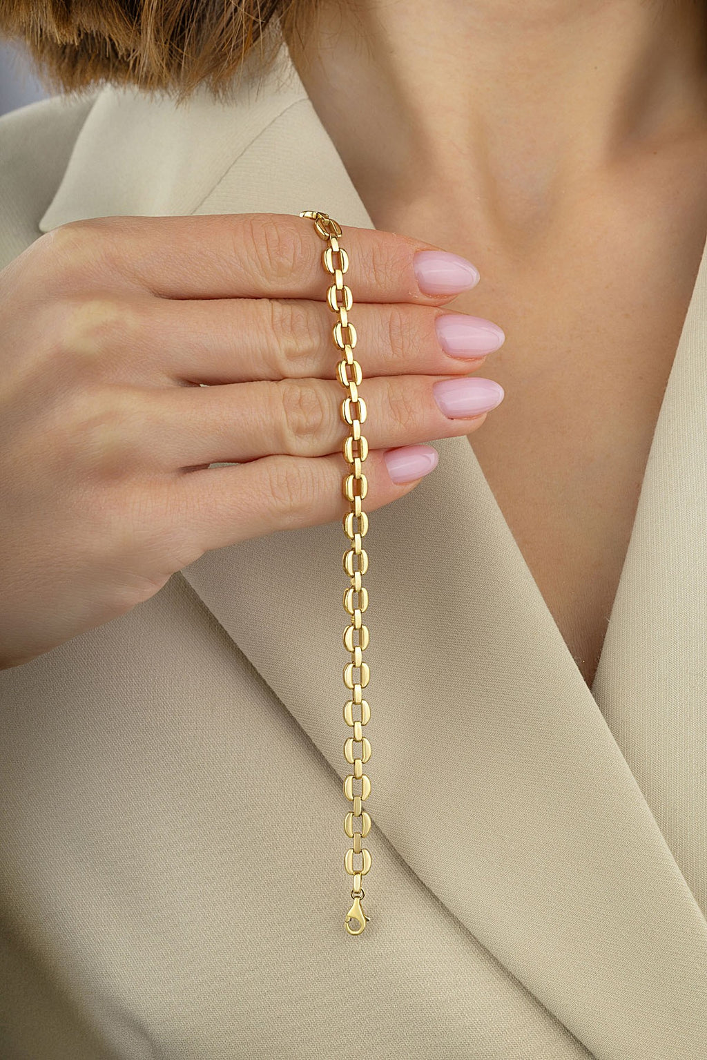 14K Wide Chain Gold Bracelet