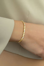 14K Beaded Stone-Set Chain Bracelet