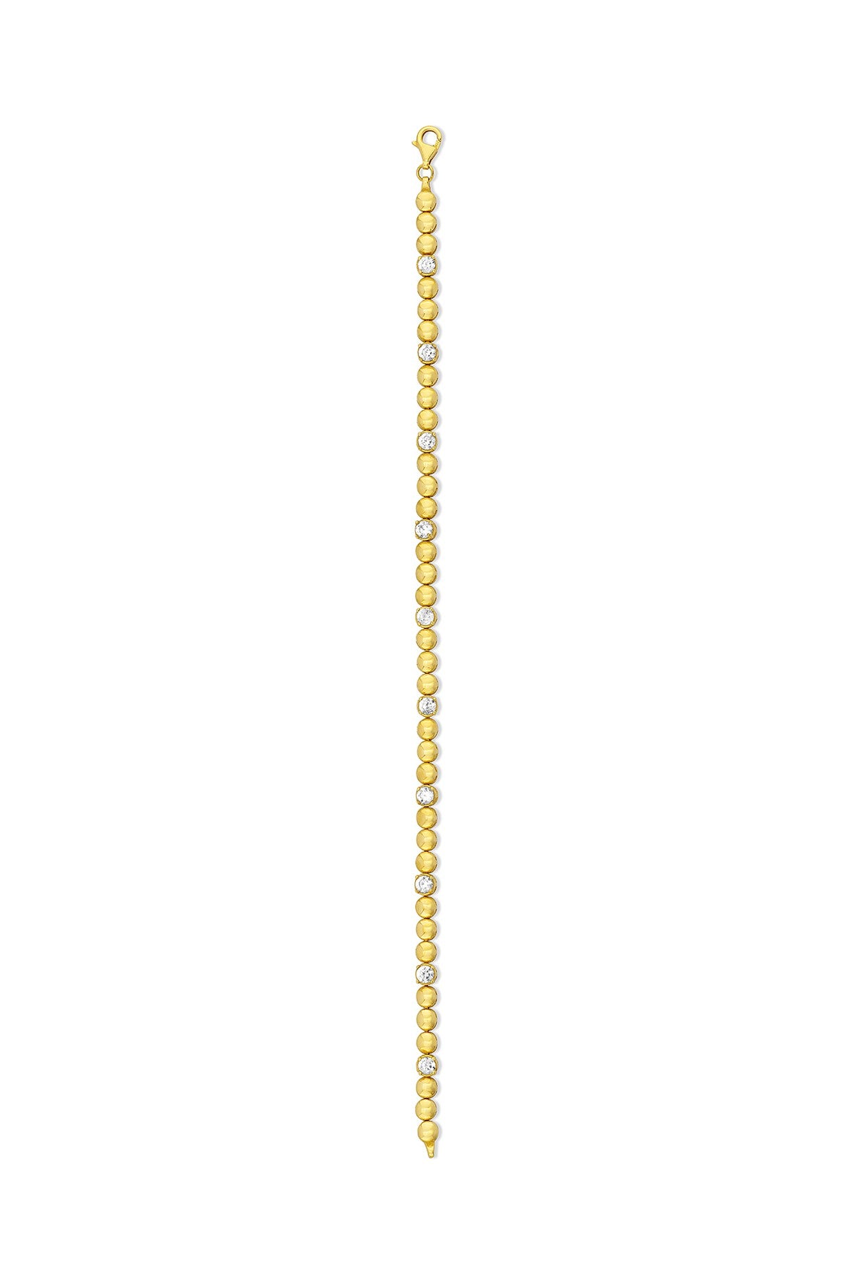 14K Beaded Stone-Set Chain Bracelet