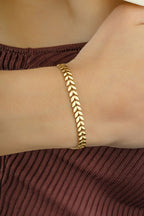 14K Leaf Patterned Chain Bracelet