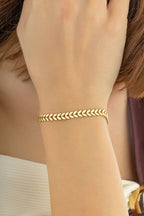 14K Leaf Patterned Chain Bracelet