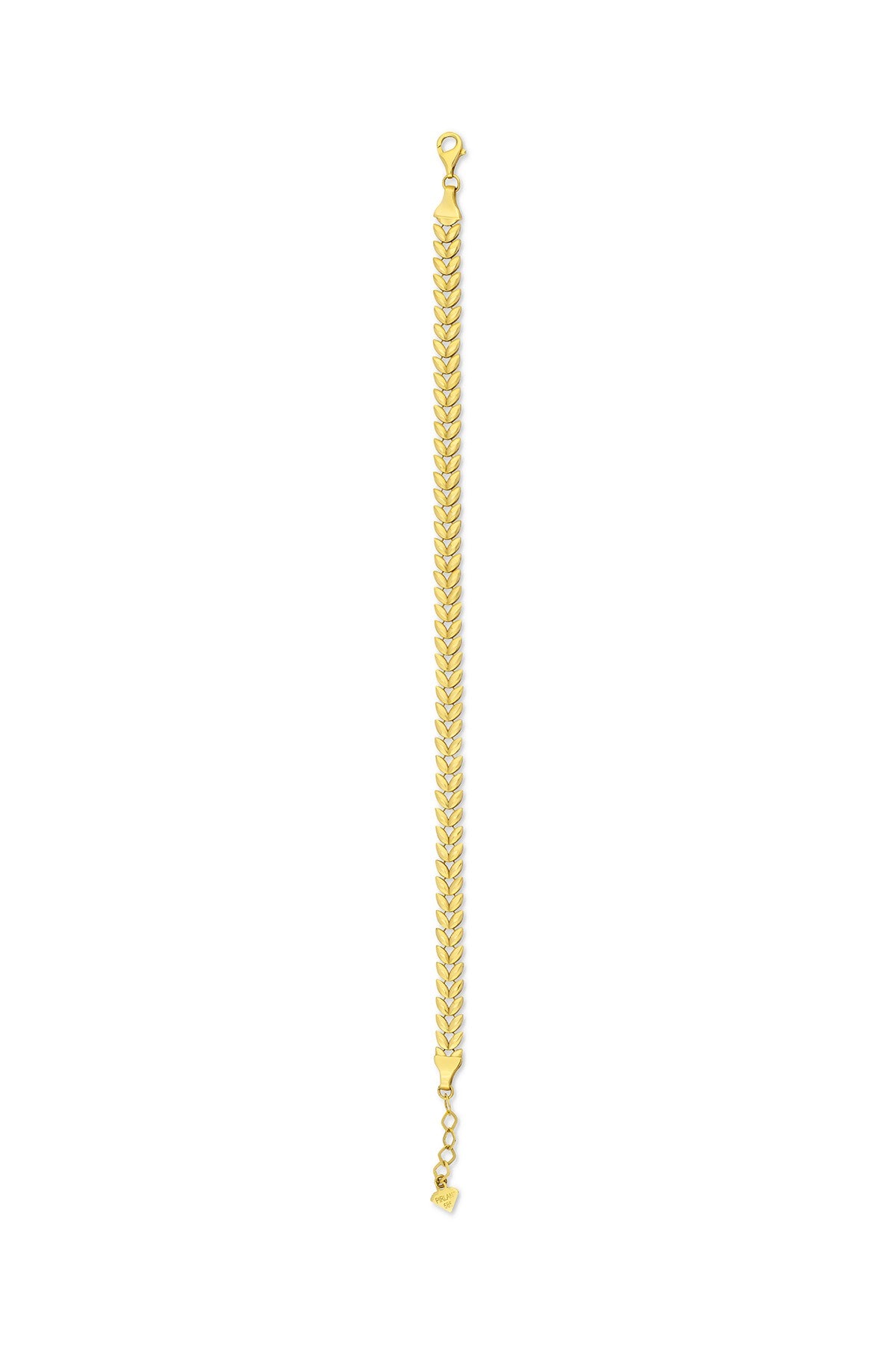 14K Leaf Patterned Chain Bracelet