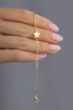14K Paperclip Star Gold Bracelet