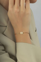 14K Paperclip Clover Gold Bracelet