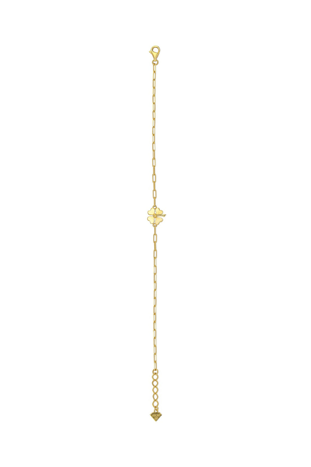 14K Paperclip Clover Gold Bracelet