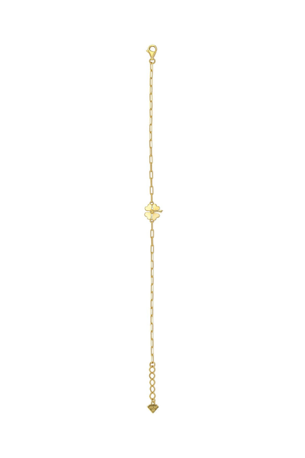 14K Paperclip Clover Gold Bracelet