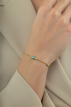 14K Green Striped Bead Gold Bracelet