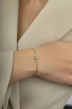14K Green Striped Bead Gold Bracelet