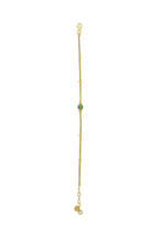 14K Green Striped Bead Gold Bracelet