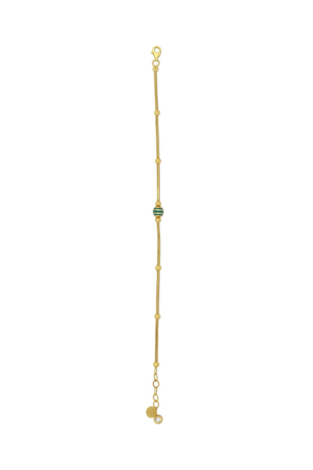 14K Green Striped Bead Gold Bracelet