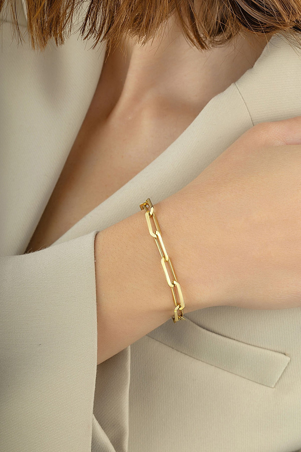 14K Paperclip Wide Gold Bracelet