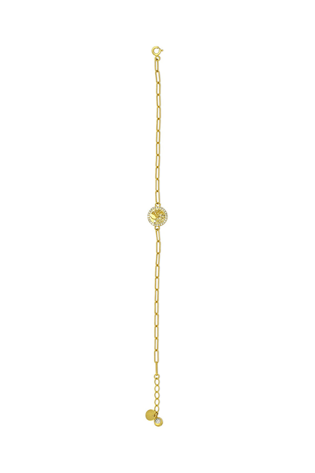14K Tree of Life Paperclip Gold Bracelet
