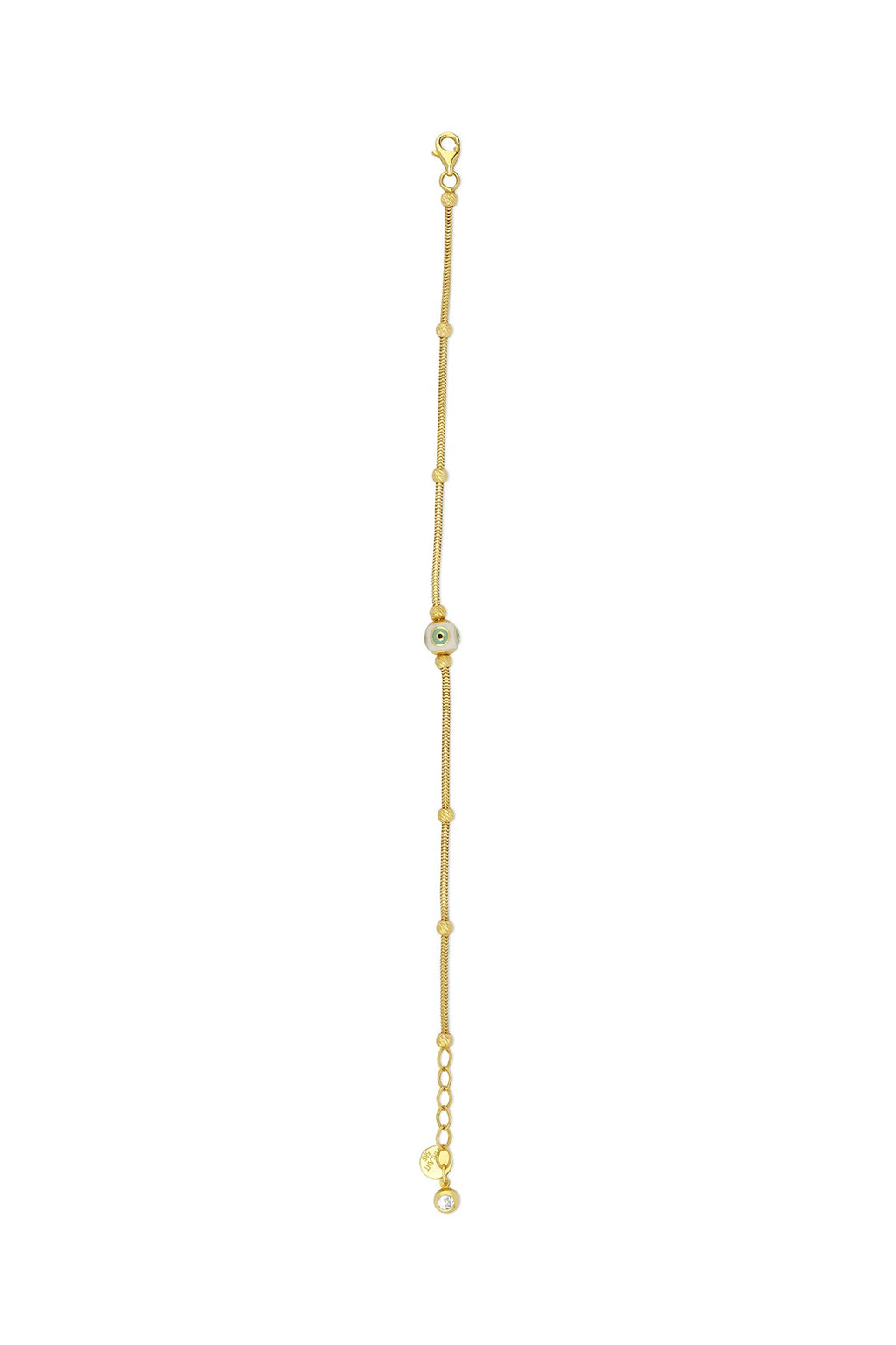 14K Beaded Evil Eye Gold Bracelet