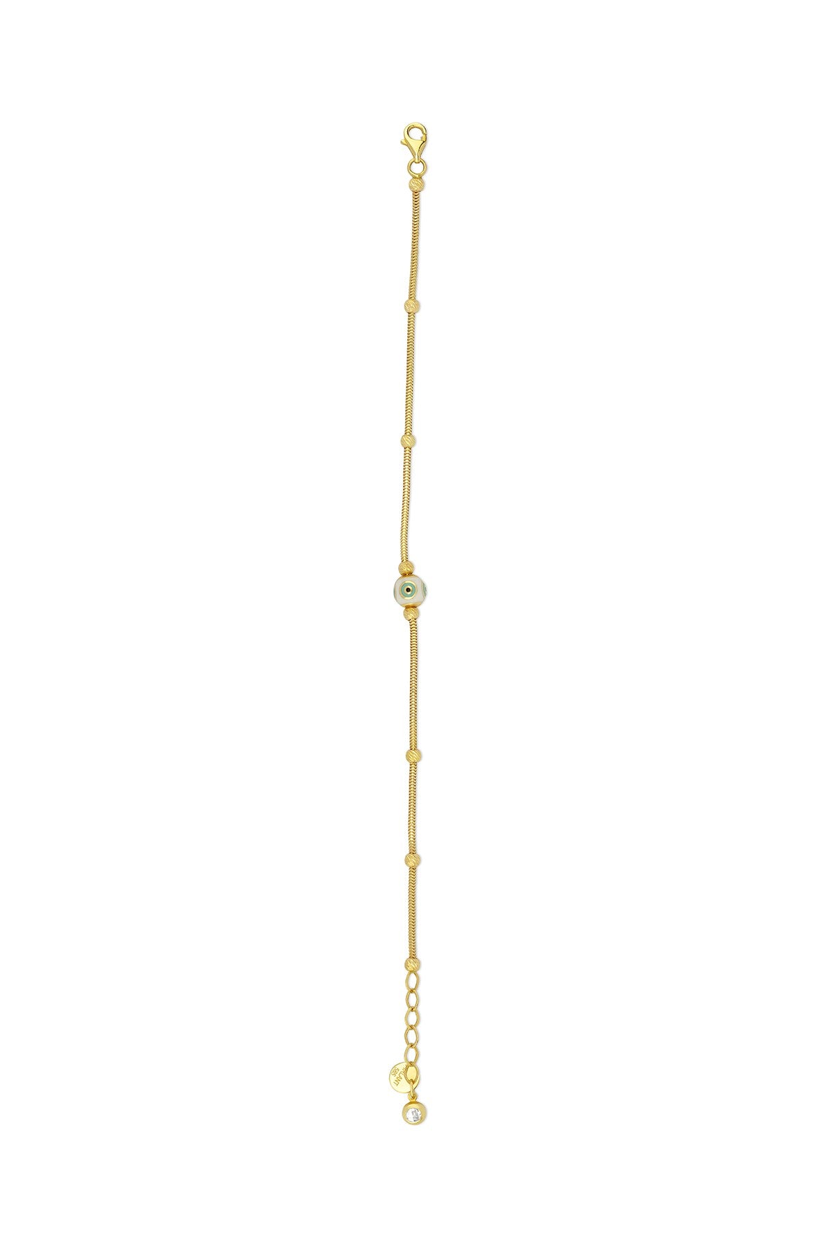14K Beaded Evil Eye Gold Bracelet