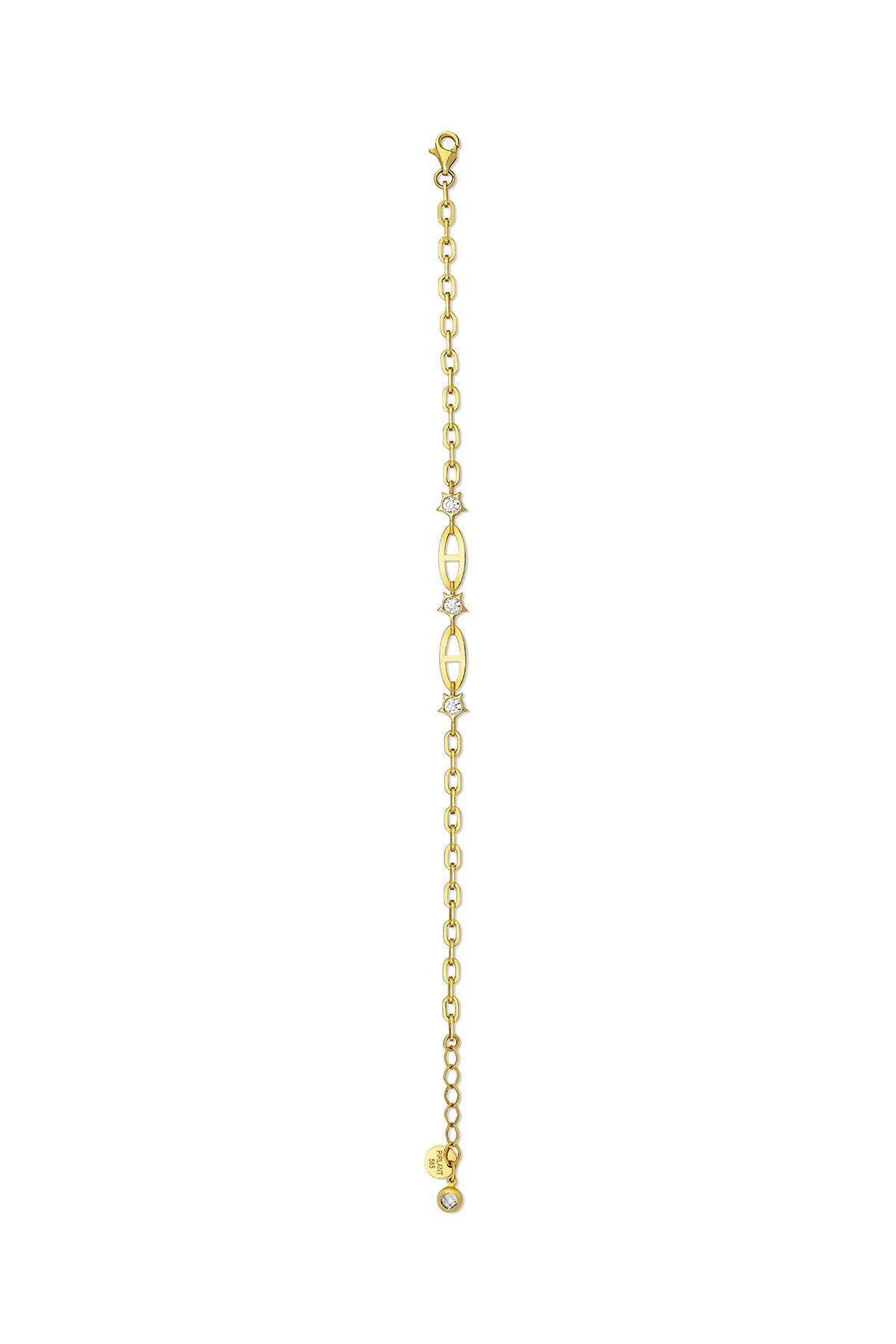 14K Mini White Star Chain Gold Bracelet