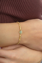 14K Soft Green Stone-Set Gold Bracelet